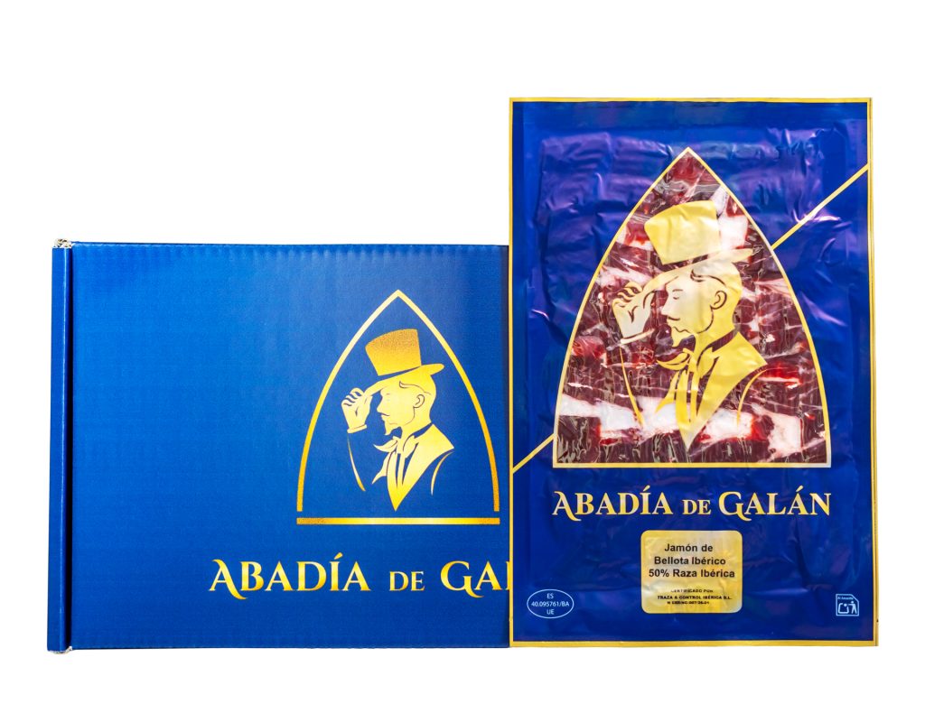 pack jamón de bellota ibérico 50% raza ibérica abadía de galán extremadura