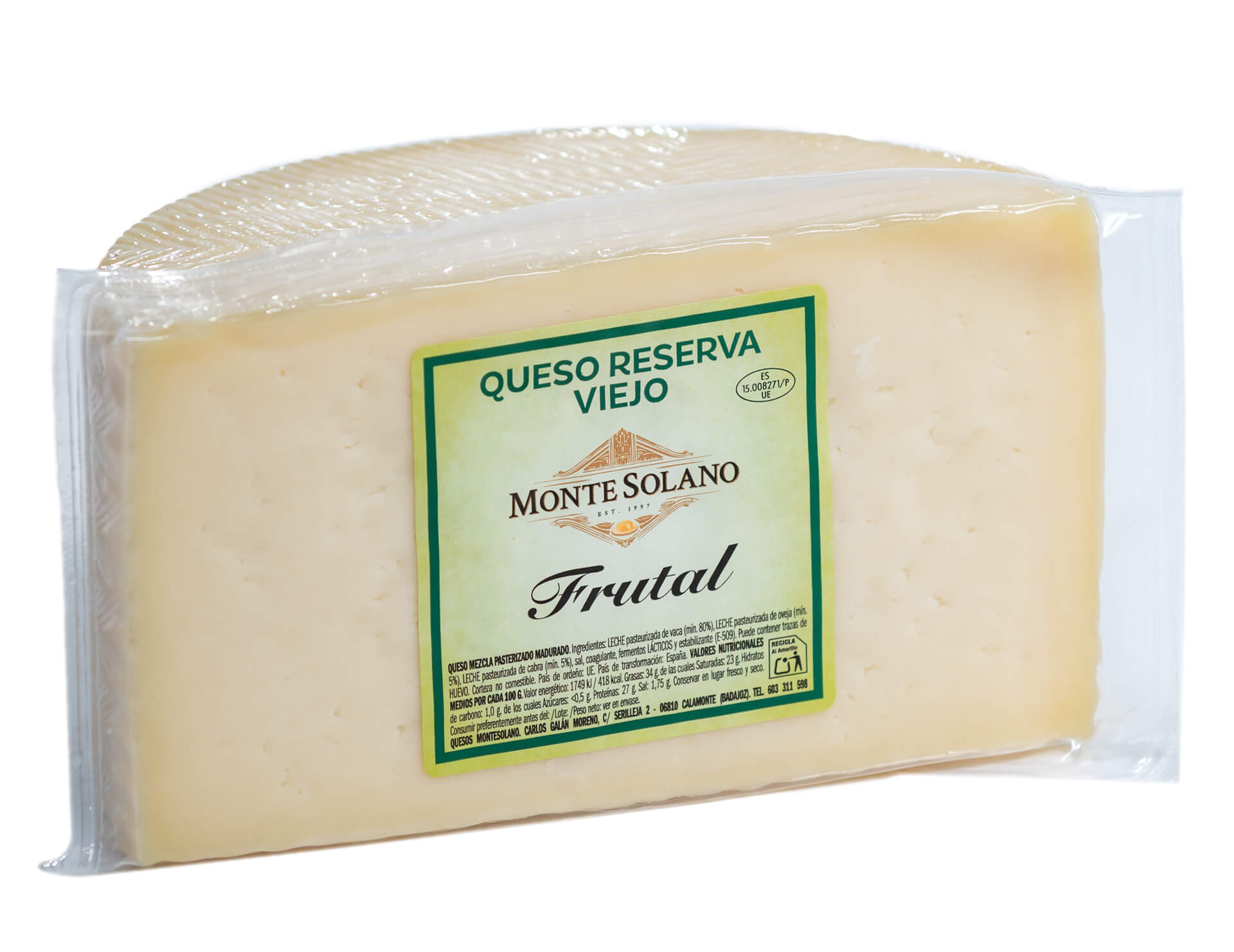 Medio queso de mezcla añejo artesano frutal Montesolano con matices dulces y curados