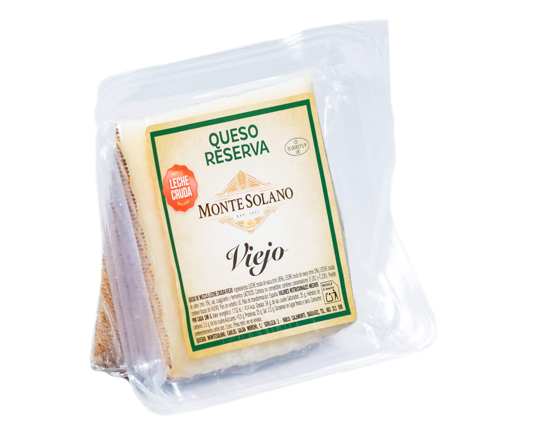 Cuña de queso de mezcla añejo reserva Montesolano de sabor intenso