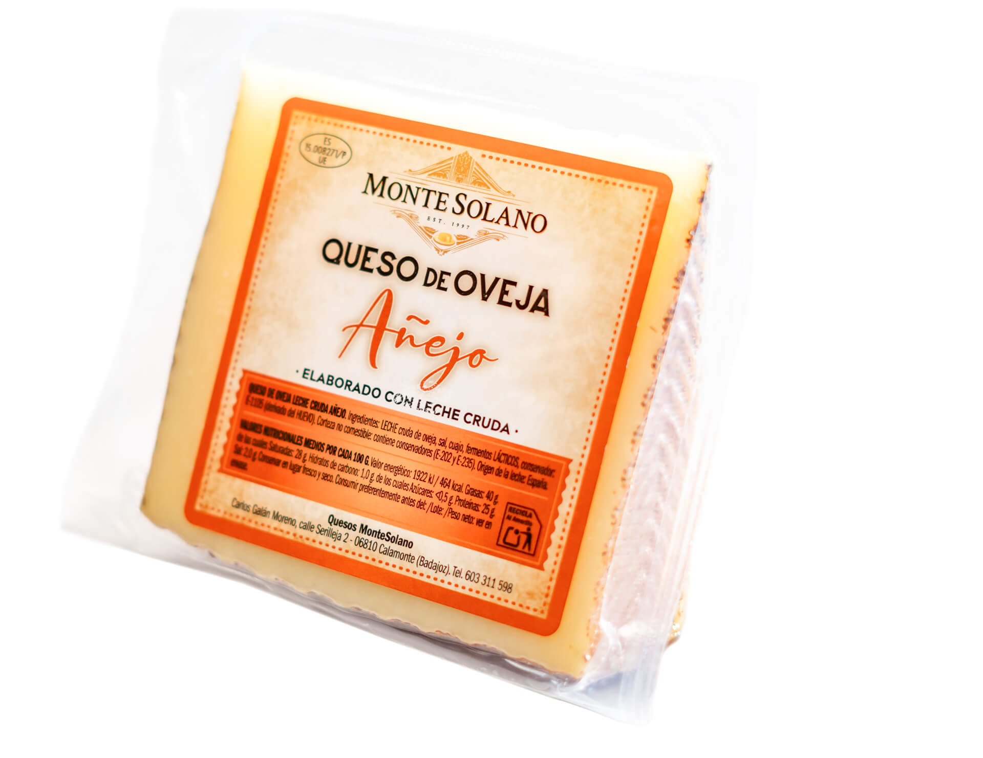 Cuña de queso de oveja añejo gran reserva Montesolano de 200g con larga maduración artesanal