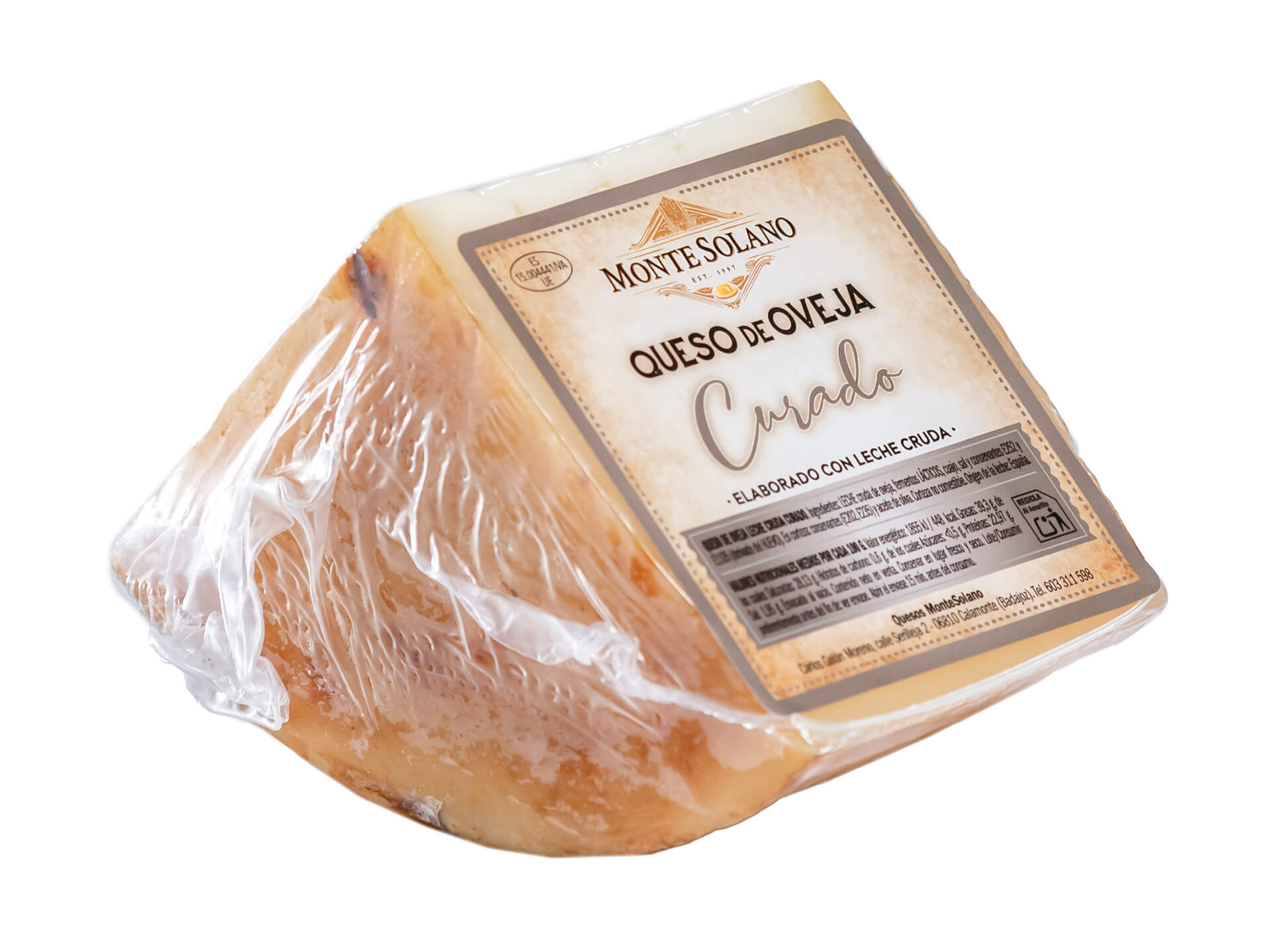 Cuña de queso de oveja curado artesano Montesolano cuña