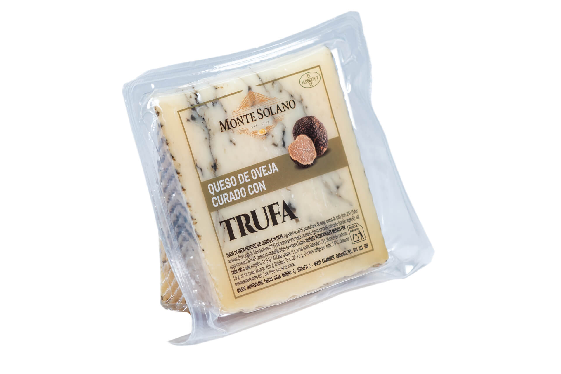 Cuña de queso de oveja curado artesano con trufa negra Montesolano